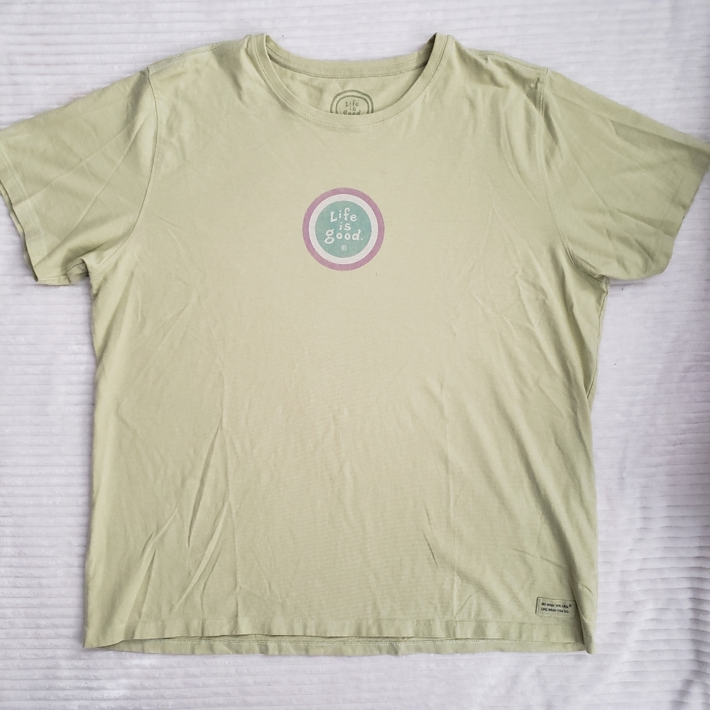 Life is Good Relaxed Fit Green T-Shirt XL circle logo - Picture 2 of 10